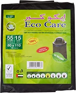 Eco Care Black Garbage Bag Sheet, 15s, 55 Gallon - 80x110