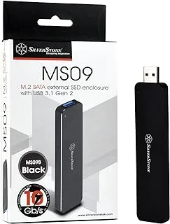 تقنية SilverStone M.2 SATA SSD إلى حاوية USB 3.1 Gen 2 مع غلاف من الألومنيوم قابل للسحب USB من النوع A باللون الأسود MS09B