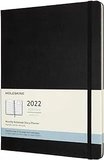 Moleskine Classic ، مخطط شهري لمدة 12 شهرًا 2022 ، غلاف صلب ، كبير جدًا (7.5 × 9.75) ، أسود