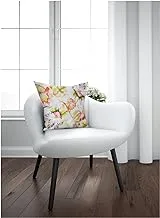 Home Town Digital Print Micro Fiber Floral White / Yellow CUShion With Filler، 45X45 سم