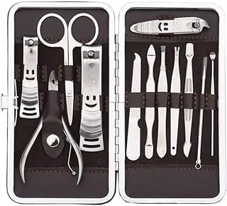 COOLBABY 12 Piece Manicure Pedicure Set Silver/Black