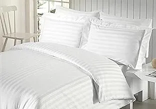 Hotel Linen Klub Deyarco Hotel Linen Klub 600Tc 100% Long Staple Cotton I INCH Stripe Sateen Weave Duvet Cover -Luxurious Quality with Easy Button Closure, Size: King 245 x 265cm