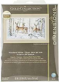 مجموعة Dimensions Gold Collection عد عبر الابره ، Woodland Winter ، 18 Count White Aida ، 10 '' X 18 ''