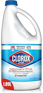 Clorox Liquid Bleach 1.89L, Kills 99.9% of Viruses and Bacteria, 48 Hours Prevents Bacteria Growth, Removes Stains