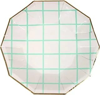 Meri Meri Mint Grid Plates 8 Pieces Set, Small