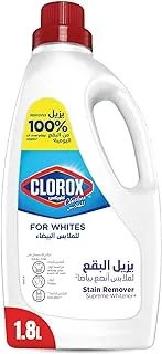 Clorox For Whites, Liquid, 1.8L, Stain Remover And Supreme Whitener, Removes 100% of Everyday Stains