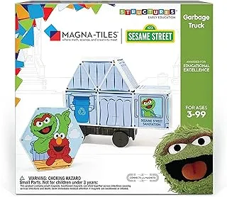 CreateOn Sesame Street Garbage Truck Magna-Tiles Structure Set, The Original Magnetic Building Tiles Making Learning Fun and Hands-On, Versatile Educational Toy for Children Ages 3 Years +