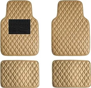 FH Group Floor Mats - Faux Leather Floor Mats for Cars, Universal Fit Automotive Floor Mats, All Purpose Car Floor Mats, PU Leather Protector Mat for Most Sedan, SUV, Truck Floor Mats Beige