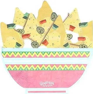 Ginger Ray Nacho Shaped Mexican Party Paper Napkins 16 Pack Viva La Fiesta, Novelty