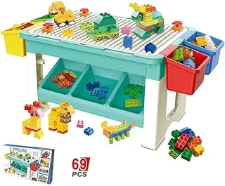 Little Story Blocks 3 In 1 Activity Table | Block Table | 69 Blocks | Creativity | Water And Sand Play | 3In1 Multipurpose Table | Removable Tabnle Top | High Quality Material | Kids 3Years+