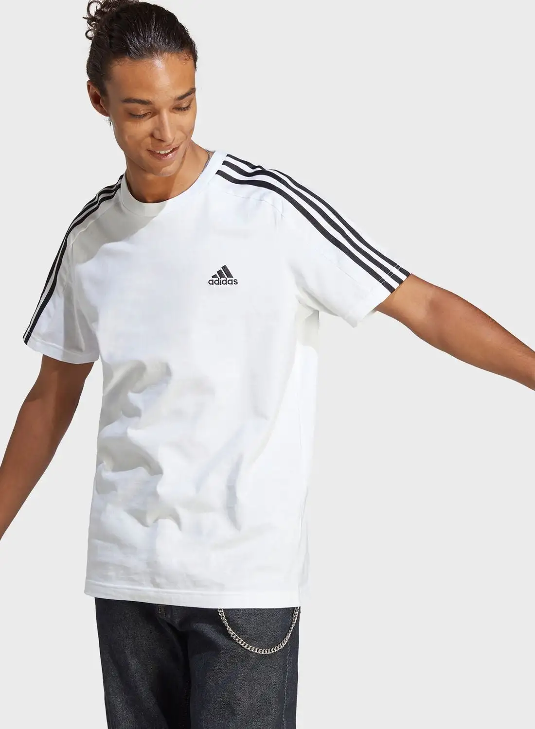 Adidas 3 Stripes Single Jersey T-Shirt