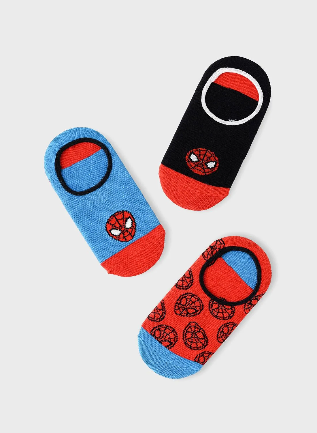 MARVEL Kids 3 Pack Spiderman No Show Socks