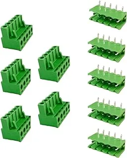 Melfi™ Phoenix Type Connector 5 Pin/Way Pitch 2.5mm Male & Female Screw Terminal Block Connector Green Color Pluggable Type with Straight- Pin Pack of 5