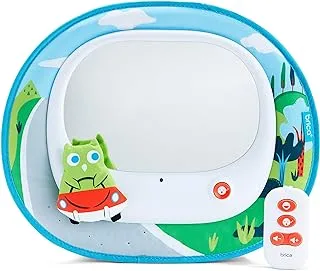 Brica by Munchkin Cruisin' Baby In-Sight Owl Car Mirror, 8 entertaining tunes and soothing melodies, synced with LED light show, Auto Battery Shut Off