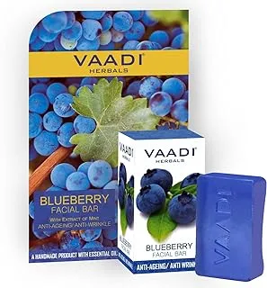 Vaadi Herbals Organic Blueberry Facial Bar with Mint Extract & Olive Oil - Prevents Wrinkles - 25 gms