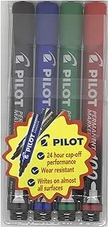 Pilot 100 Fine Tip Permanent Marker 4 Color Set