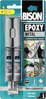 BISON Epoxy Adhesive Metal Syringe, Grey, 24ml