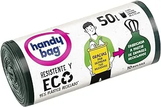 Handy Bag 50L Trash Bags, 95% Recycled Material, Extra Resistant, 10 Bags