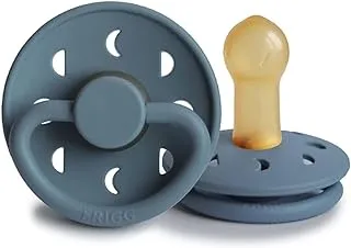 FRIGG Moon Phase Latex Baby Pacifier 6-18 Months | 1 Pack Soother | Round Natural Rubber Nipple with Polypropylene Plastic Shield | Made in Denmark — Slate