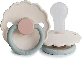 FRIGG Daisy Silicone Baby Pacifier 6-18 Months | Soothing Comfort Pacifiers with Click-Lock System | 1 Pack Soother | BPA-Free New Born Baby Items — Cotton Candy