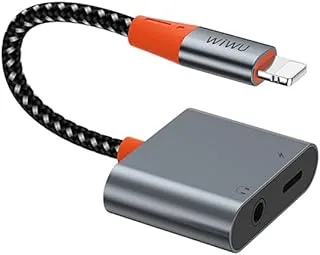 WIWU LT07 Lightning To Lightning & 3.5mm Audio Adapter - Grey