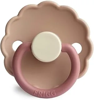 FRIGG Daisy Silicone Baby Pacifier 6-18 Months | Soothing Comfort Pacifiers with Click-Lock System | 1 Pack Soother | BPA-Free New Born Baby Items — Peony