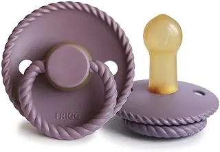 FRIGG Rope Latex Baby Pacifier 6-18 Months | 1 Pack Soother with Rope Twist Trim | Round Natural Rubber Nipple | BPA Free | Made in Denmark — Twilight Mauve