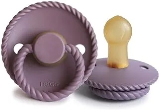 FRIGG Rope Latex Baby Pacifier 0-6 Months | 1 Pack Soother with Rope Twist Trim | Round Natural Rubber Nipple | BPA Free | Made in Denmark — Twilight Mauve