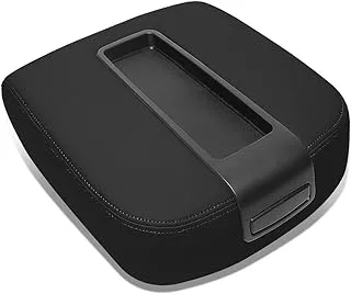 DNA MOTORING GECS-002-BK Black Leather Front Center Console Lid Armrest Cover Compatible with 07-13 Silverado/Sierra 1500 2500HD 3500HD