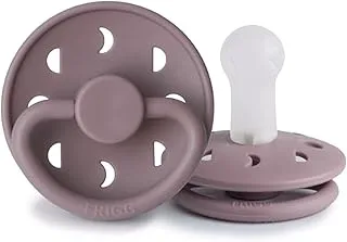 FRIGG Moon Phase Silicone Baby Pacifier 6-18 Months | 1 Pack Soother | Round Latex-Free Nipple with Moon Shaped Air Holes | Made In Denmark — Twilight Mauve