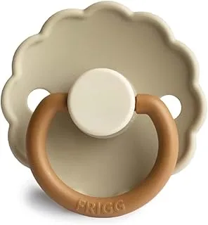 FRIGG Daisy Silicone Baby Pacifier 6-18 Months | Soothing Comfort Pacifiers with Click-Lock System | 1 Pack Soother | BPA-Free New Born Baby Items — Desert