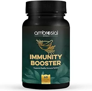 Ambrosial Herbal Immunity Booster for Immune Support | Immunity Supplements with Blend of 6 Natural Herbs- Amla, Ashwagandha, Giloy, Turmeric, Black Pepper & Licorice (Pack of 1-60 Capsules)