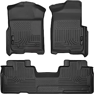 Husky Liners Weatherbeater | Fits 2009-2014 Ford F - 150 SuperCab w/o Manual Shifter, Front & 2nd Row Floor Liners (Footwell Coverage) - Black, 3 pc. | 98341