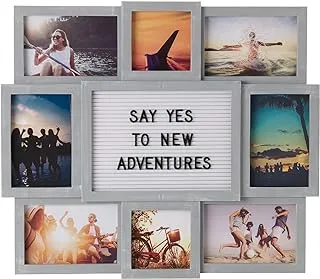 MELANNCO Letter Board with 8-Opening Photo Collage Melannco Customizable Letterboard , Distressed Grey , 19 x 17 inch - 8-Opening , 5230151