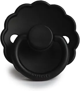 FRIGG Daisy Silicone Baby Pacifier 0-6 Months | Soothing Comfort Pacifiers with Click-Lock System | 1 Pack Soother | BPA-Free New Born Baby Items — Jet Black