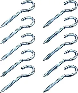 Biella™ 10Pcs Screw-in Hook – GI Self-Tapping Screw Hooks - Open Eye Hooks for Home, Hanging Plants,Office,Outdoor Use, Lighting Hook Racks etc (2.1mm)