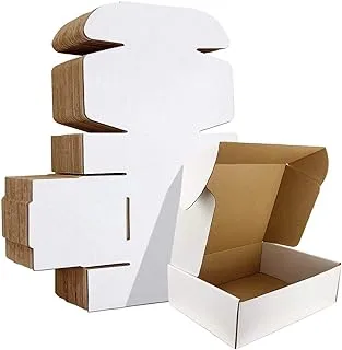 HORLIMER 9x6x2 inches Shipping Boxes Set of 25, White Corrugated Cardboard Box Literature Mailer