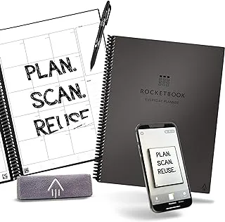 Rocketbook Smart Reusable Everyday Planner. Week, Month, Annual, To-Do List, Goal Templates. Journal and Notebook Pages. Undated Organizer, 8.5