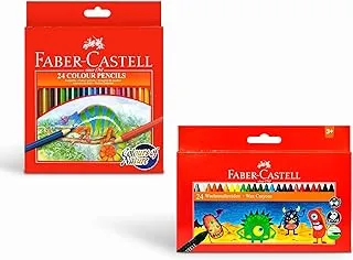 Faber-Castell Colours of Nature Colour Pencils 24 Colours + Washable Wax Crayons 24 Colours (Colouring Combo Pack)