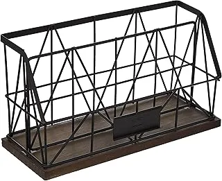 AQ Kenya Wire and Dark Wood Desk Organizer