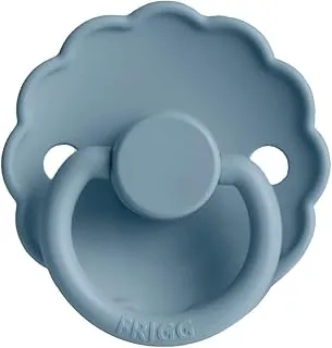 FRIGG Daisy Silicone Baby Pacifier 6-18 Months | Soothing Comfort Pacifier with Click-Lock System | 1 Pack Soother | BPA-Free New Born Baby Item — Glacier Blue