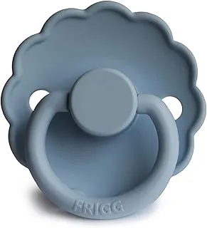 FRIGG Daisy Silicone Baby Pacifier 0-6 Months | Soothing Comfort Pacifiers with Click-Lock System | 1 Pack Soother | BPA-Free New Born Baby Items — Glacier Blue