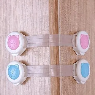 Biella™ Multicolor 2Pcs Child Safety Cupboard Locks – Adhesive Baby Proof Lock Strap Latch for Wardrobe, Refrigerators, Cabinets and Drawers etc