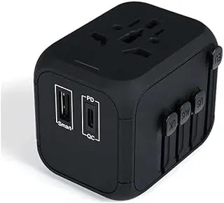 Powerology Universal Travel Adapter 2.4A + PD 18W - Black