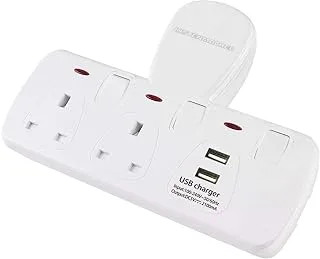 Kistenmacher 2Way Wall Plug, with 2x USB and 2x BS connectors, with individual power switches and LED indicators