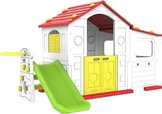 Mini Panda Tomo Big Playhouse with Slide and Basketball Ring 12m-36m