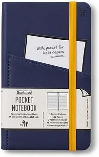 IF Bookaroo A6 'Pocket' Notebook - NAVY, Hard Cover Notebook with Elastic Closure & Ribbon (A6) 15.5 x 9.5cm