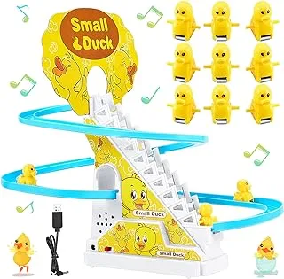 HyDren Climb Stairs Toy Roller Coaster Toy for Halloween Christmas Electric Track Toys Track Slide Stairs Indoor Toy with LED Flashing Lights (Duck)