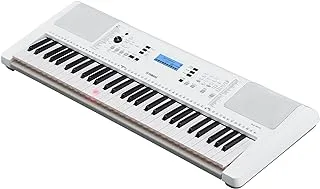 Yamaha EZ-300 Digital Keyboard - a Portable Learning Keyboard with 61 Touch-Sensitive Illuminated Keys and USB-to-Host Connection, in a White Finish