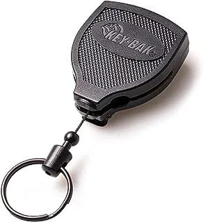 KEY-BAK SUPER48 PLUS HD 8oz. Ambidextrous Retractable Keychain with a 122 cm Retractable Cord and Locking Steel Belt Clip, Black (0S48-8474)